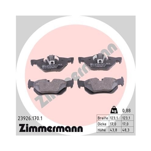 Zimmermann Bremsenset hinten Sport Bremsscheiben + Bremsbeläge BMW 1er 3er