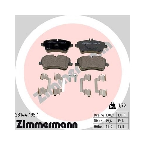 Zimmermann Bremsenset Bremsscheiben + Bremsbeläge vorne + hinten MERCEDES CLK