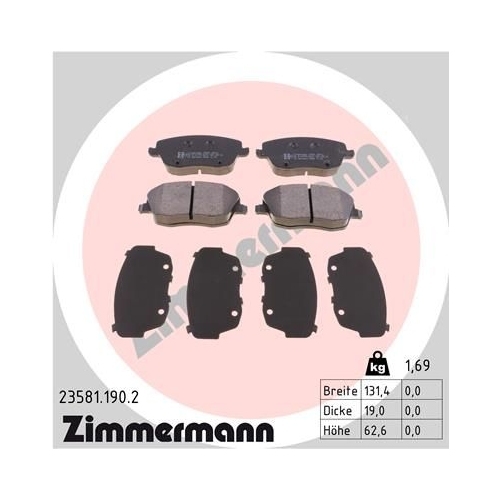 ZIMMERMANN Bremsenset Bremsscheiben Bremsbeläge vorne VW GOLF POLO SKODA FABIA