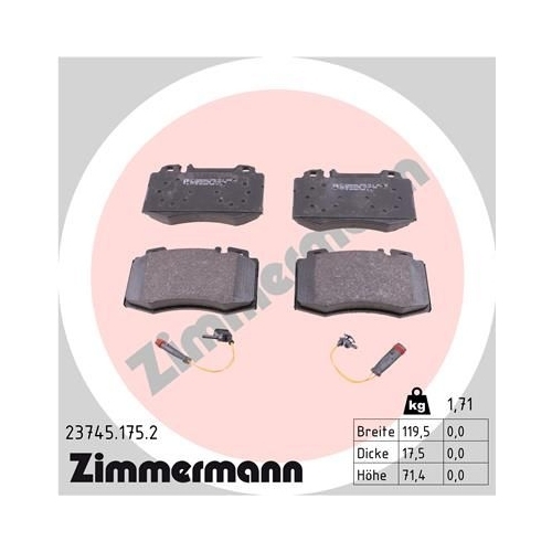 Zimmermann Bremsenset vorne Sport Bremsscheiben + Bremsbeläge MERCEDES W211