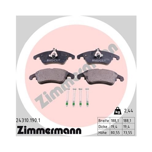 Zimmermann Bremsenset vorne + hinten Scheiben + Beläge Mercedes W204 W212 R172