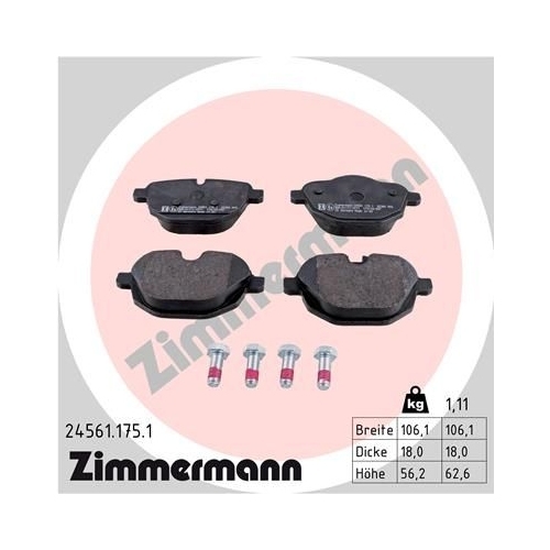 Zimmermann Bremsenset hinten Sport Bremsscheiben + Bremsbeläge BMW F11