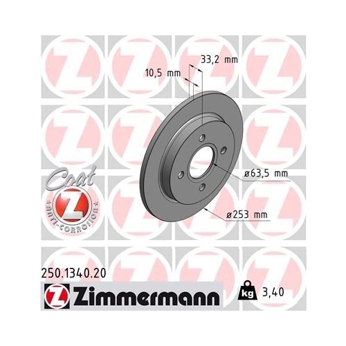 Zimmermann Bremsenset vorne + hinten Ford Fiesta 4-5 / Fusion / KA