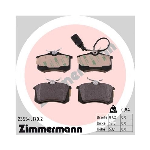 Zimmermann Bremsenset vorne + hinten Scheiben + Beläge Seat Alhambra VW Sharan