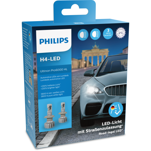 Philips Ultinon Pro6000 H4-LED Scheinwerferlampe mit Straßenzulassung