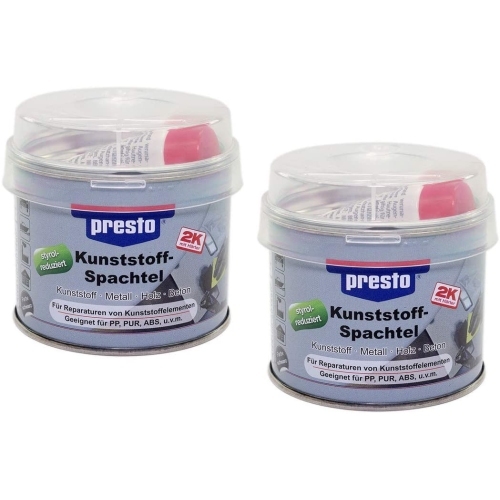 Presto Kunststoffspachtel 2x 250g Polyesterspachtel Kunstoff Metall Holz Beton