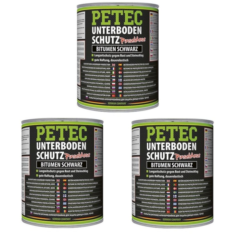 Petec 4061659069455 3X PETEC UNTERBODENSCHUTZ Bitumen PINSELDOSE streichbar SCHWARZ 1.000 ML 73100