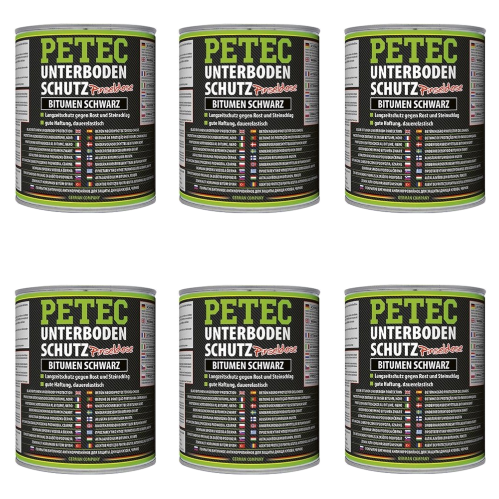 Petec 4061659069486 Petec_bundle 6X PETEC UNTERBODENSCHUTZ Bitumen PINSELDOSE streichbar SCHWARZ 1.000 ML 73100