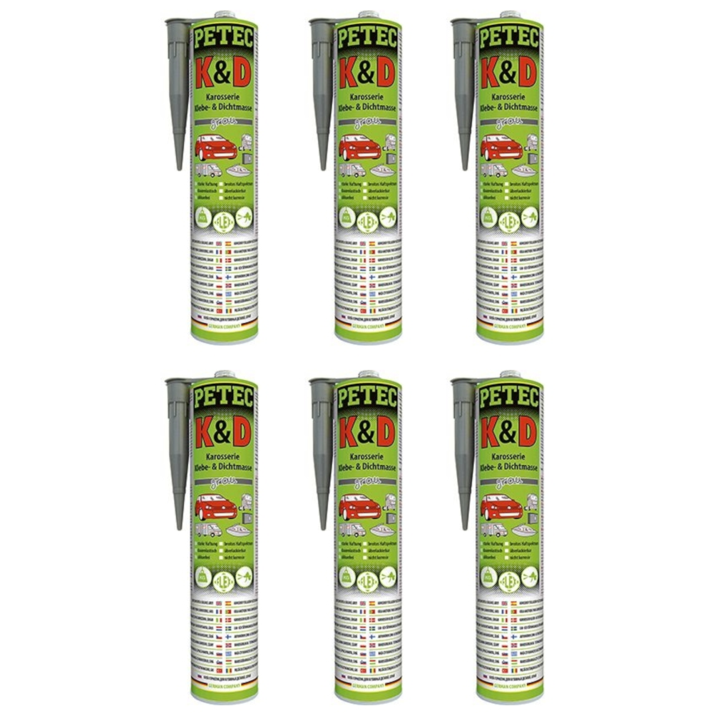 Petec_bundle 6X PETEC Kleben und Dichten GRAU Kleber 310 ML 94630