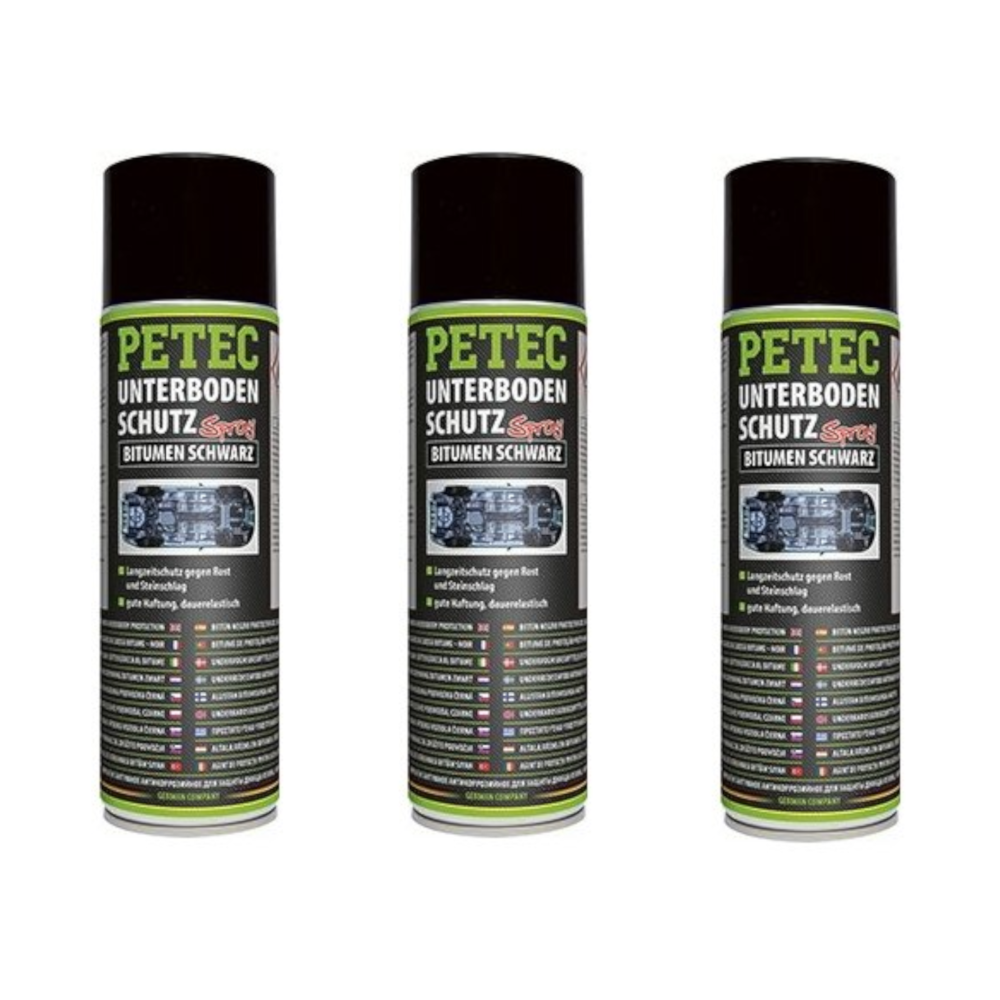 3X PETEC UNTERBODENSCHUTZ Bitumen Spray Steinschlagschutz SCHWARZ 500 ML 73150