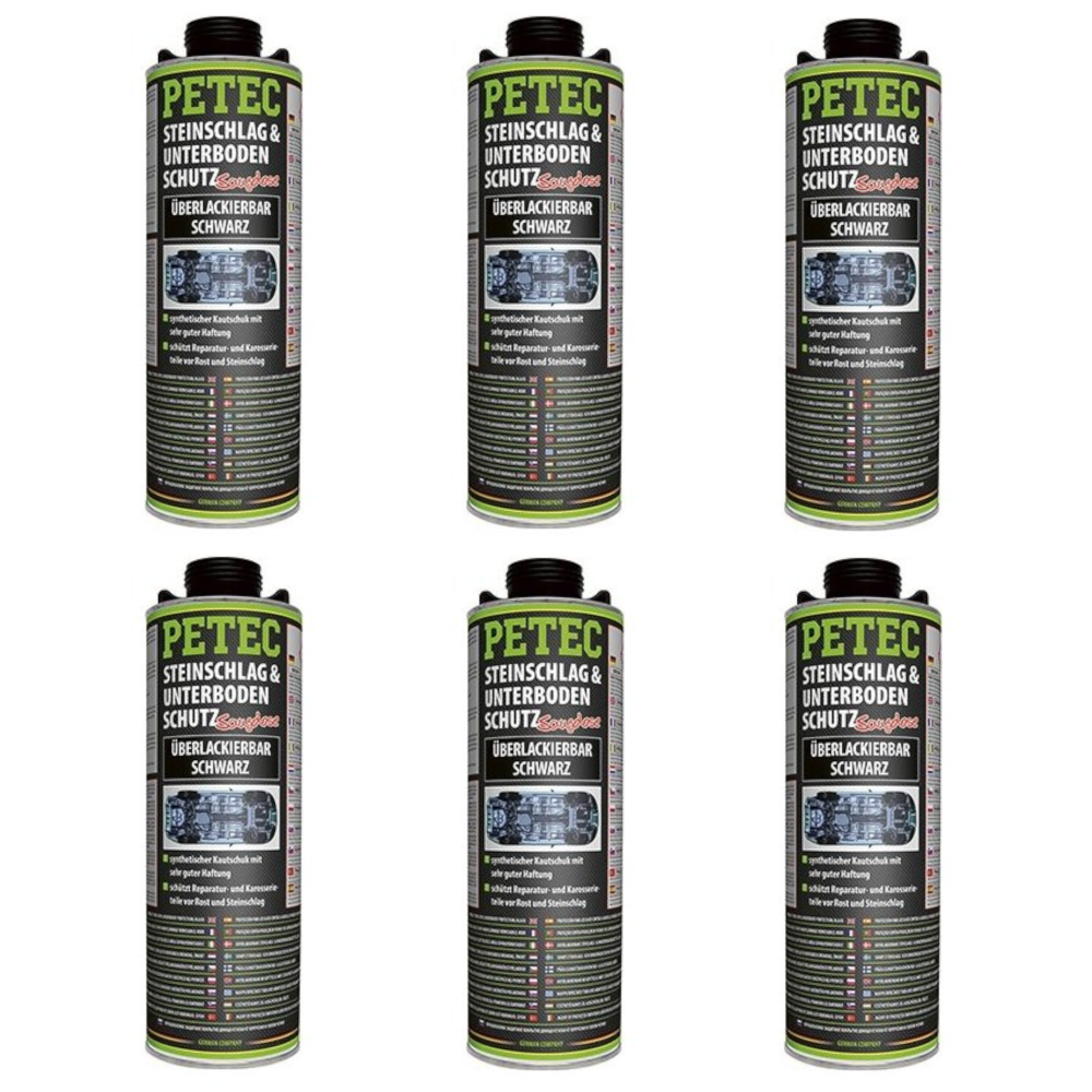 Petec_bundle 6X PETEC STEINSCHLAG und UNTERBODENSCHUTZ KAUTSCHUKBASIS SCHWARZ 1.000 ML 73210