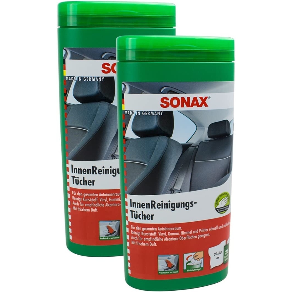 SONAX 04122000 Innenreinigungstücher Box Feuchte Tücher 2x25 Stück