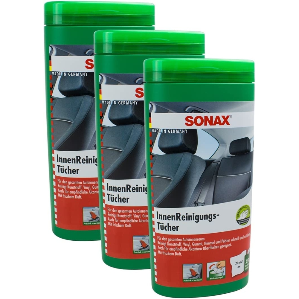 SONAX 04122000 InnenreinigungsTücher Box Feuchte Tücher 3x25 Stück