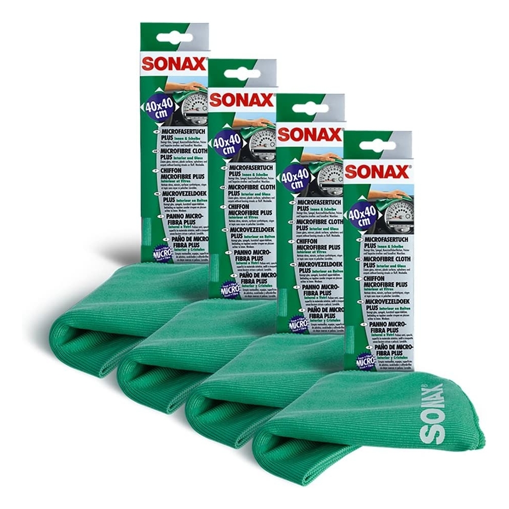 SONAX 04165000 Microfasertuch Plus Innen & Scheibe 4 Stück