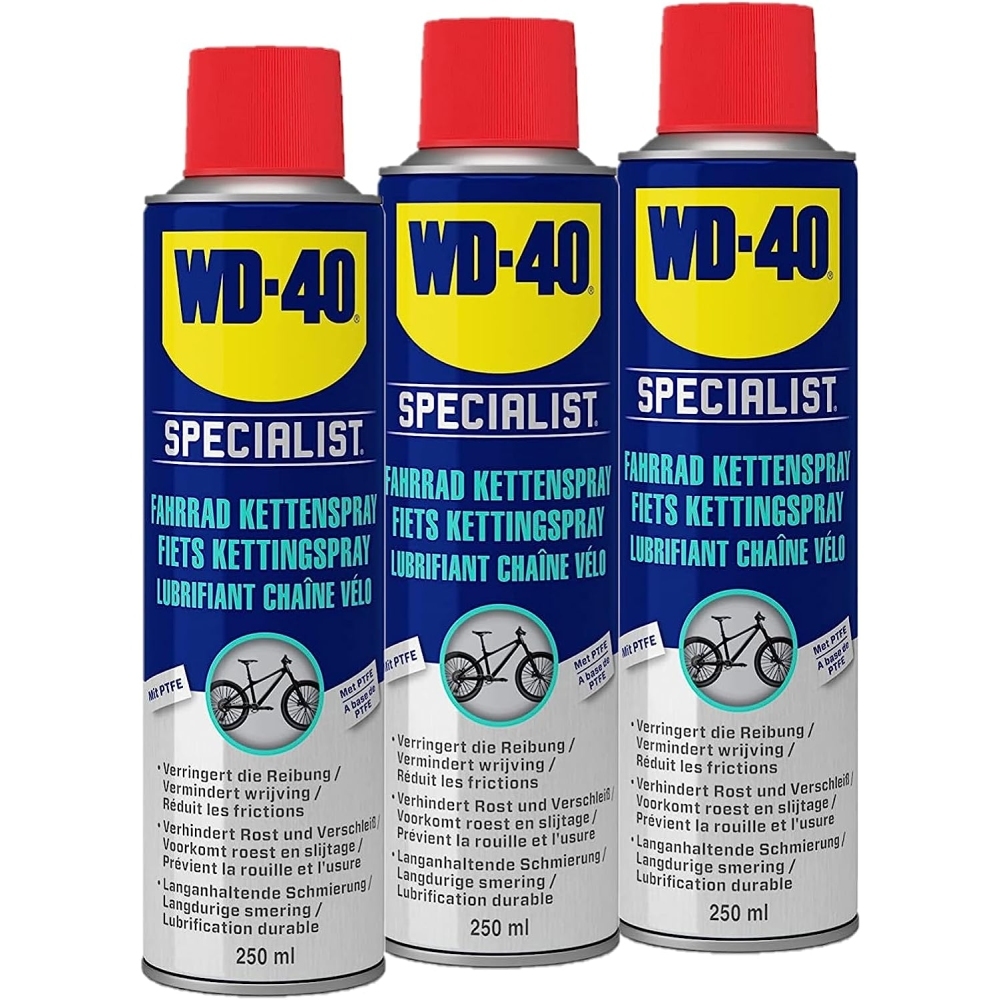 WD-40 Specialist Fahrrad Kettenspray 3x250 ml, Kettenpflege, Kettenreiniger