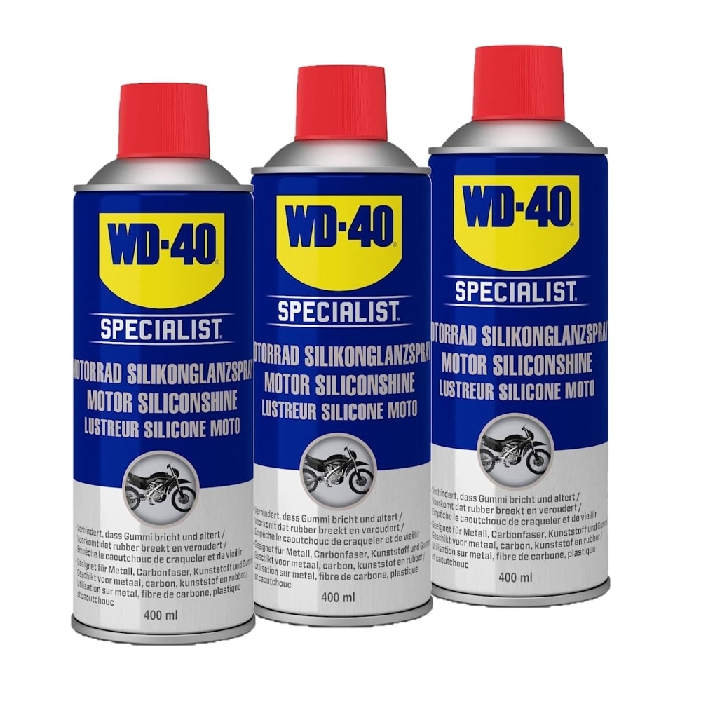 WD-40 Specialist Motorrad Silikonglanzspray Glanzspray Schmiermittel 3x400ml