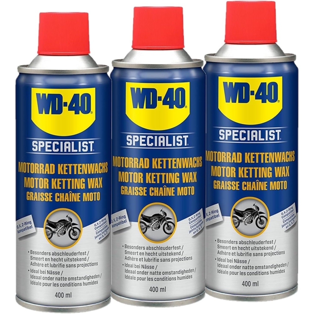 WD-40 Specialist Motorrad Kettenwachs pflege Schmiermittel 3x400ml Wachs