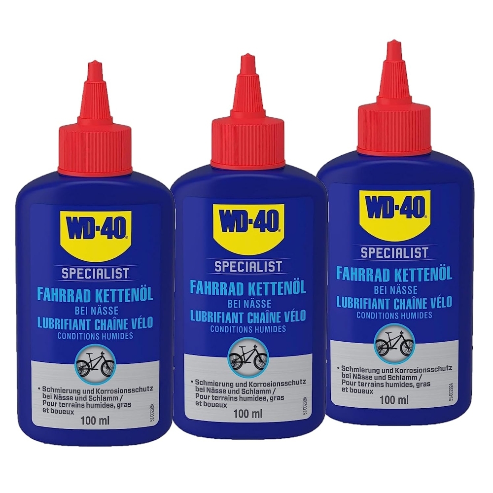 WD-40 Specialist Fahrrad Kettenöl Nässe Schmiermittel 3x100ml Fahrradkette