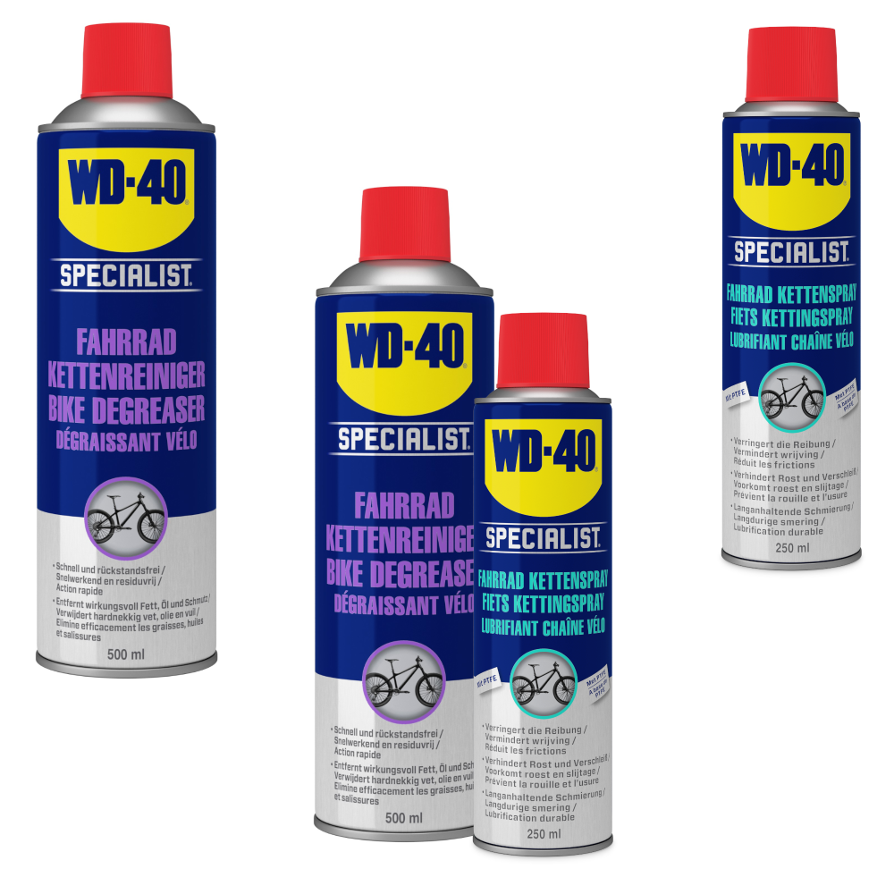 WD-40 Kettenreiniger X2 und Kettenspray Allwetter X2