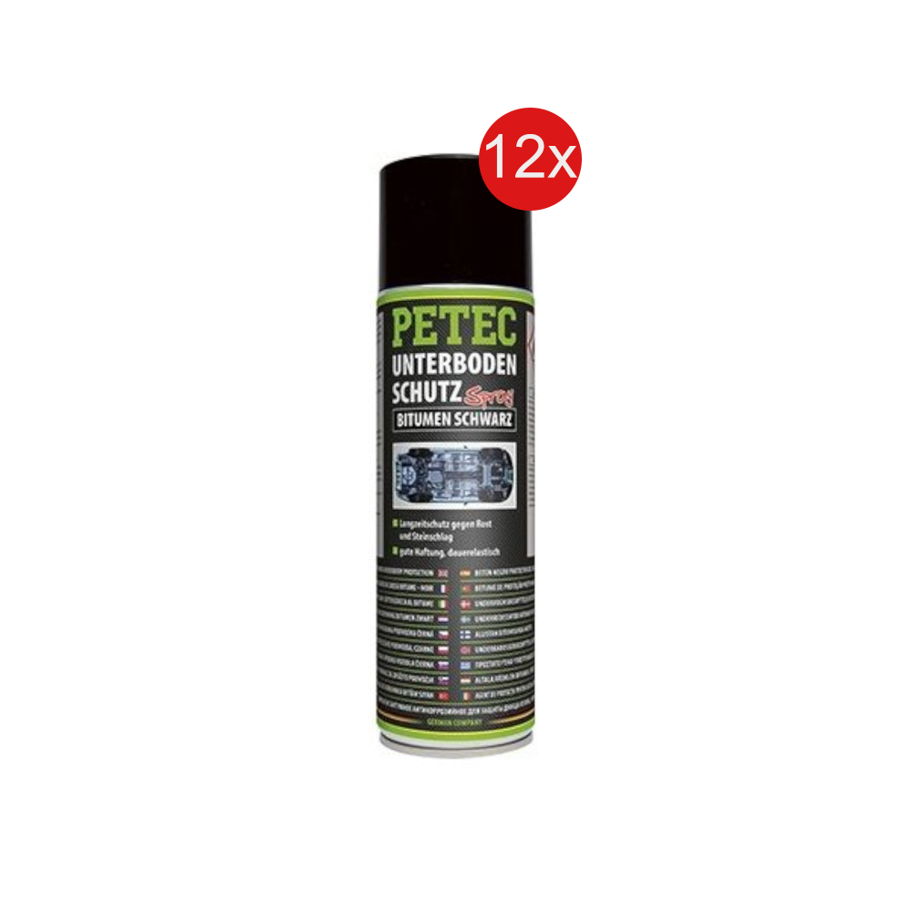 Petec_bundle 12x PETEC UNTERBODENSCHUTZ Bitumen Spray Steinschlagschutz SCHWARZ 500 ML 73150