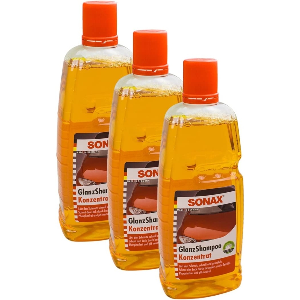 SONAX 03143000 Glanzshampoo Konzentrat Glanz Autoshampoo 3x1L