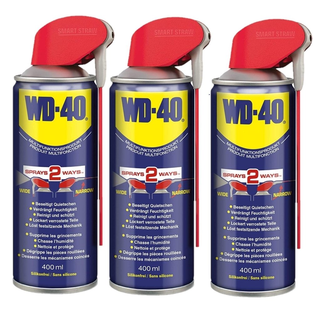 WD-40 3er Pack Multifunktions-Öl Rostlöser Spray WD40 Smart Straw 3x400ml