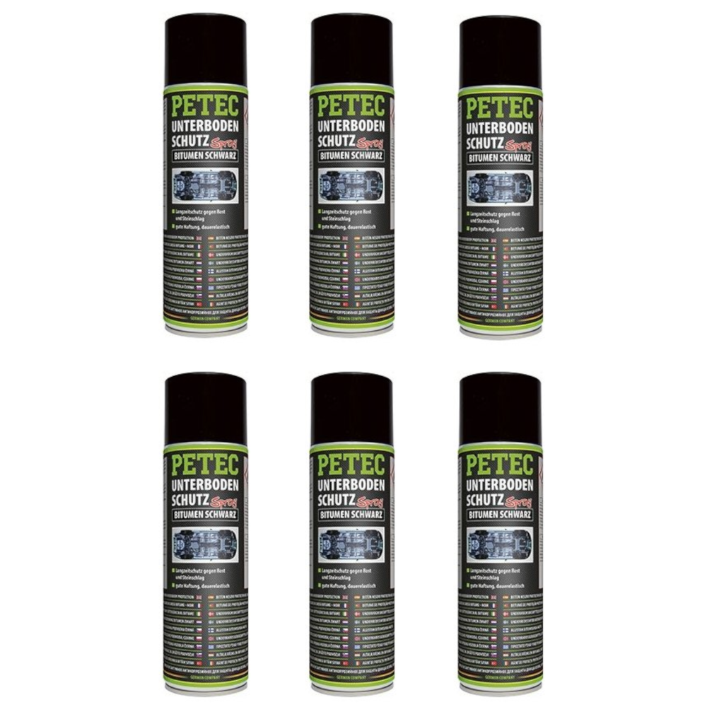 Petec_bundle 6X PETEC UNTERBODENSCHUTZ Bitumen Spray Steinschlagschutz SCHWARZ 500 ML 73150