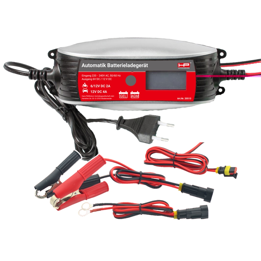 HP Autozubehör LCD Batterie-Ladegerät Smart4A-6+12V 1x20513HP