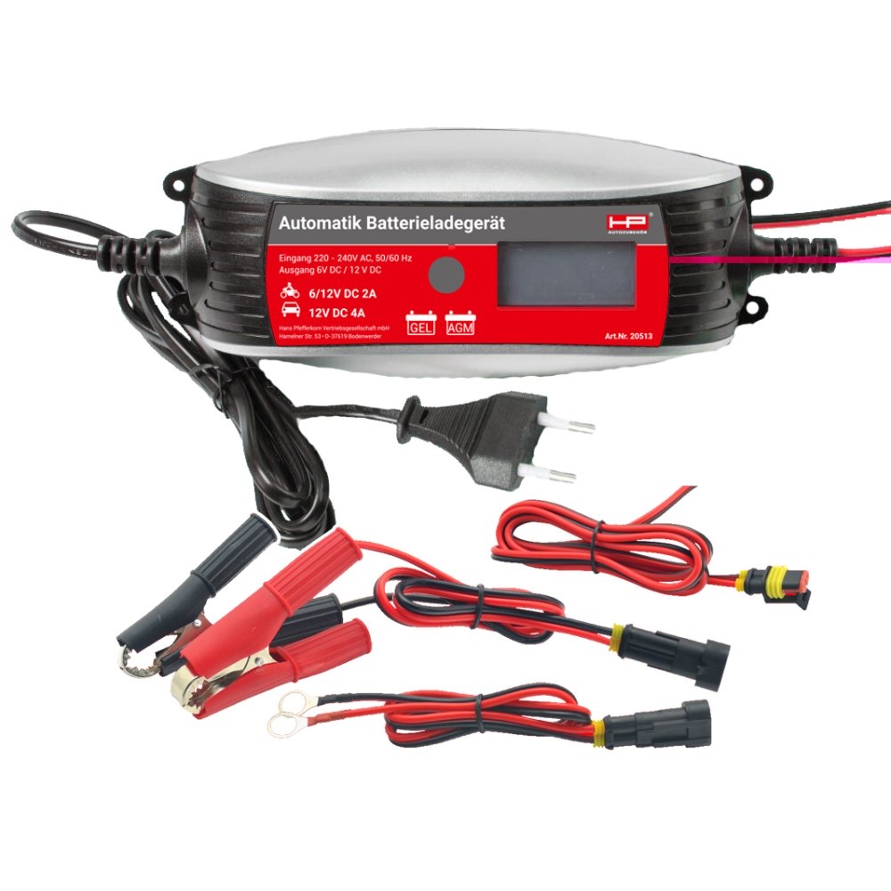 HP Autozubehör LCD Batterie-Ladegerät Smart4A-6+12V 1x20513HP