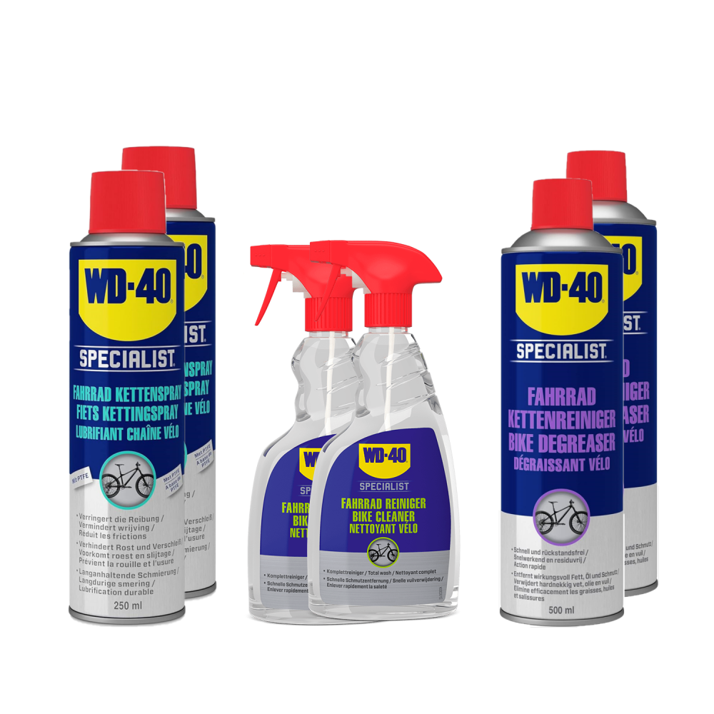 WD-40 Bike Fahrradpflegeset 2xKettenspray Allwetter 2xReiniger 2xKettenreiniger