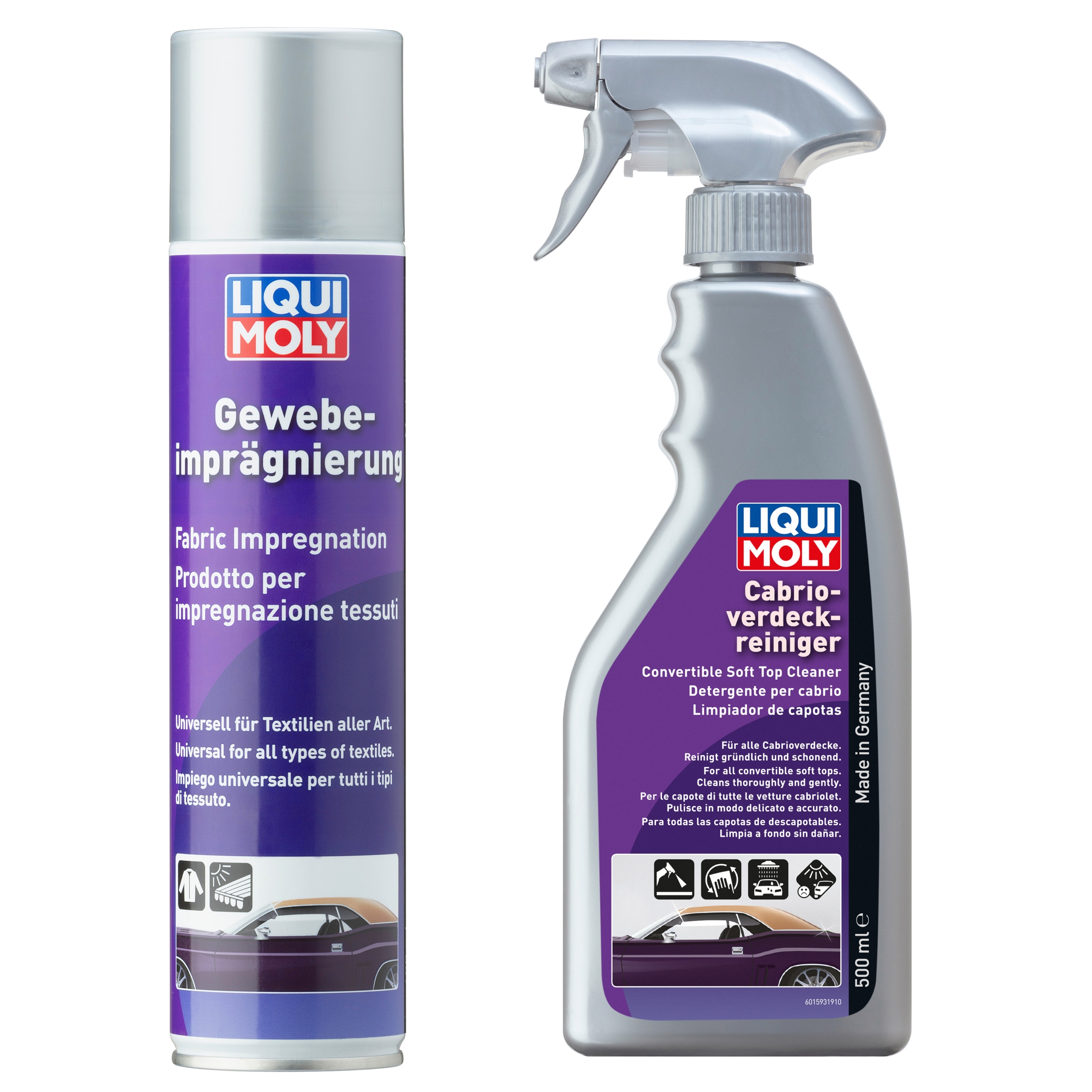 LIQUI MOLY Cabrio Set | Gewebeimprägnierung 400ml | Cabrio-Verdeckreiniger 300ml