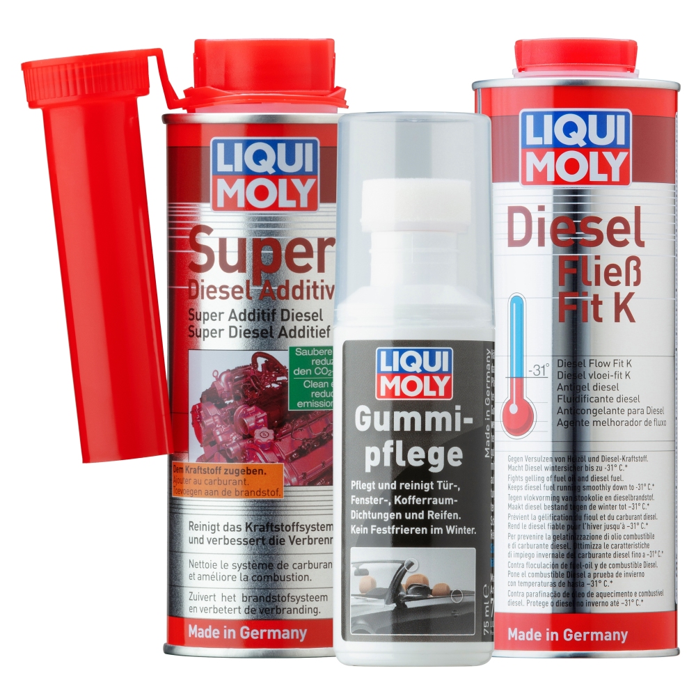 Liqui Moly 1x LM49162 Diesel-Winterpaket Super Diesel Additiv + Diesel Fließ Fit + Gummi-Pflege 5120,5130,7182