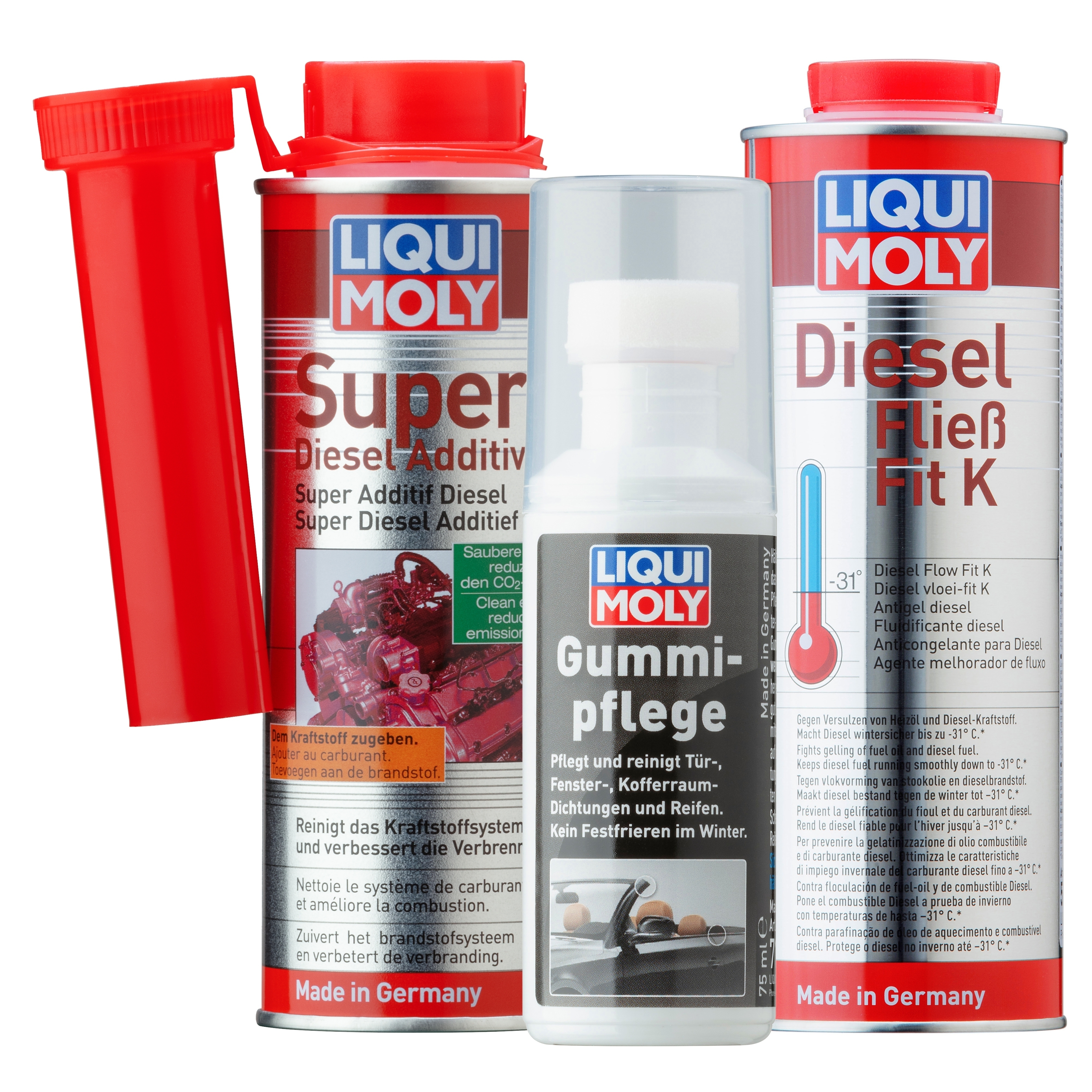 Liqui Moly 1x LM49164 250ml Diesel-Winterpaket Super Diesel Additiv + Diesel Fließ Fit K + Gummi-Pflege 5120,5131,7182