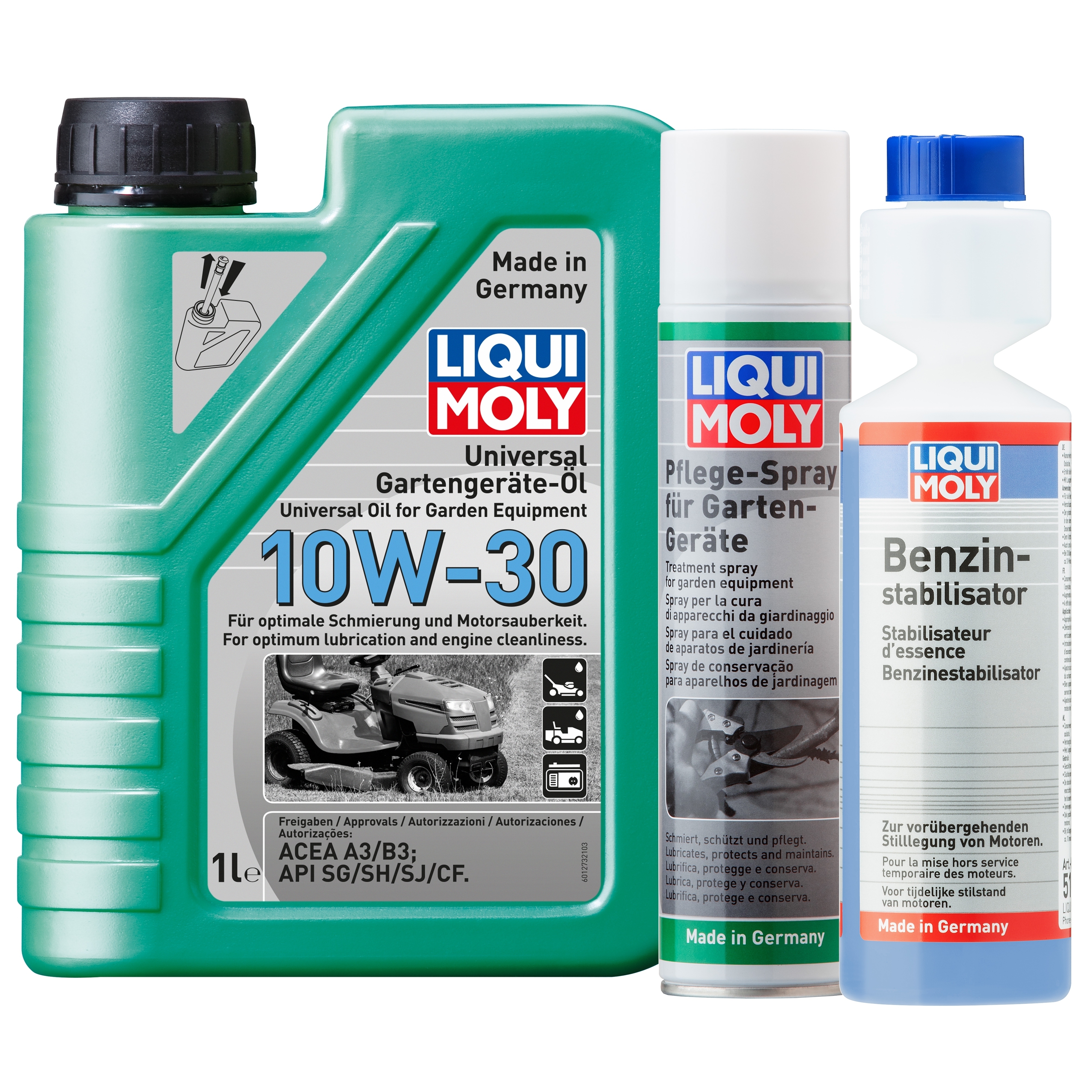 Liqui Moly 1x LM49167 Garten Pfelge Pflegespray Rasenmäheröl Benzin-Stabilisator 1615 300ml,1273 1l,5107 250ml