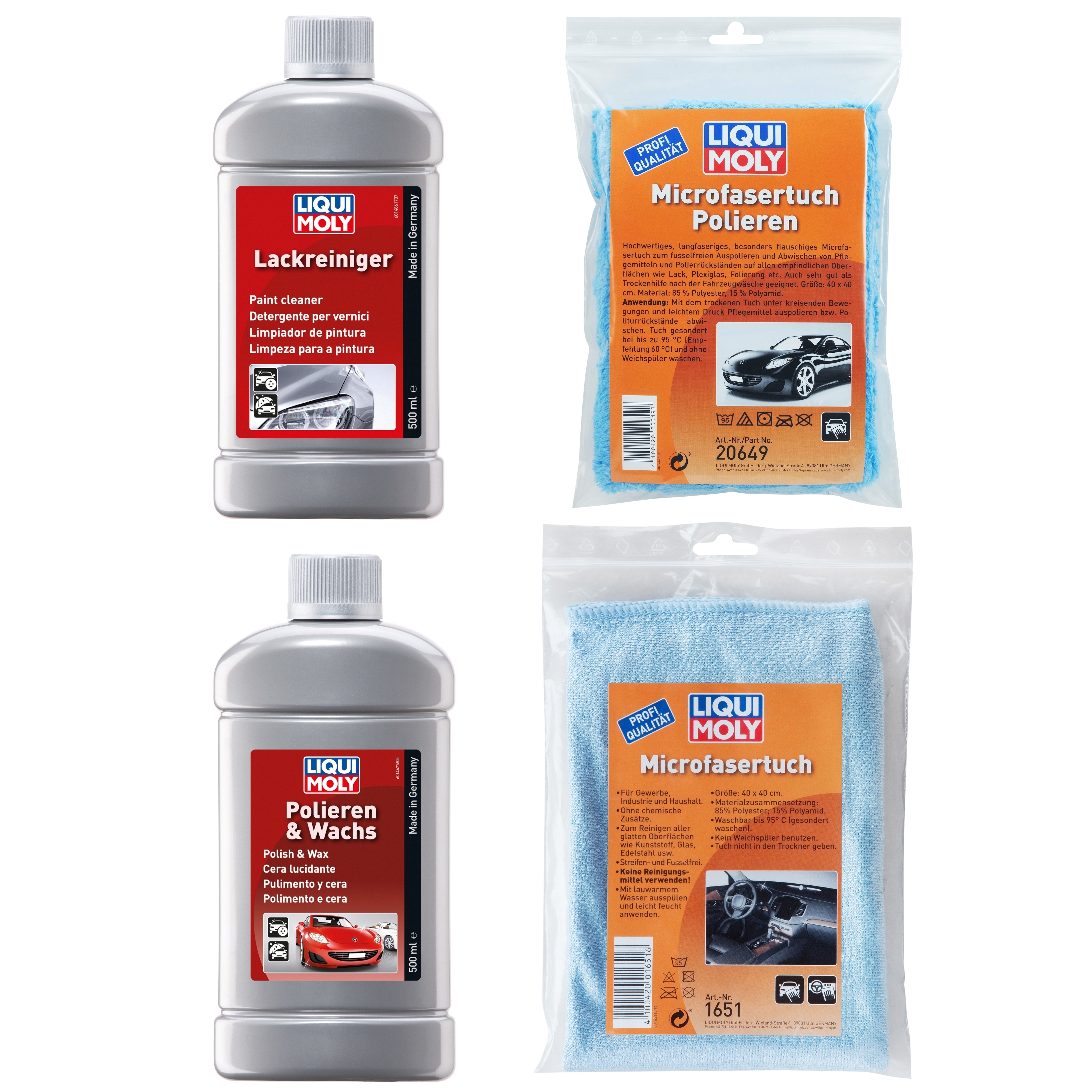 LIQUI MOLY Auto Pflege Politur Set, Lackreiniger, Orangenterpen-Reiniger etc