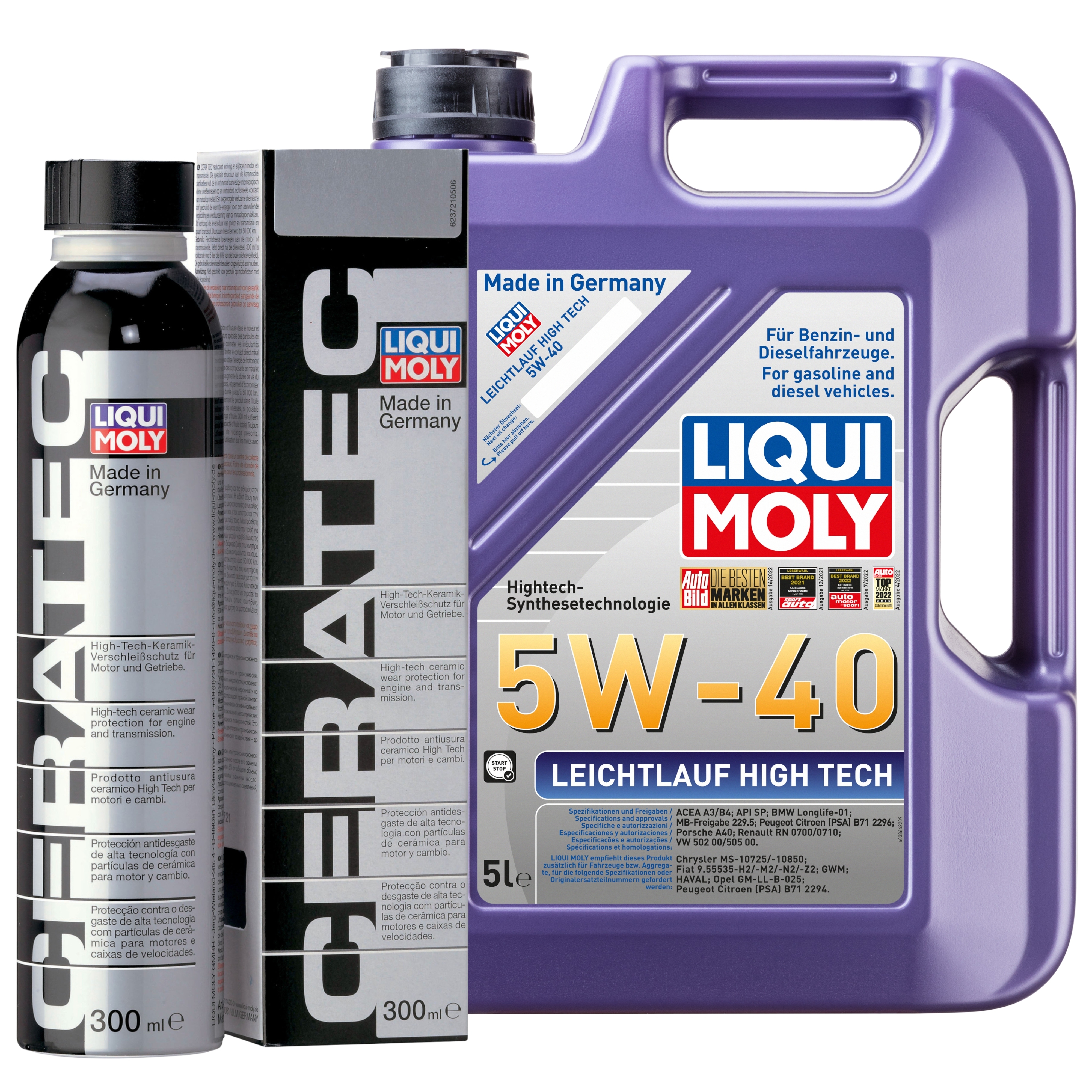 Liqui Moly 1x LM49178 Leichtlauf High Tech 5W-40 5l + Cera Tec 300ml