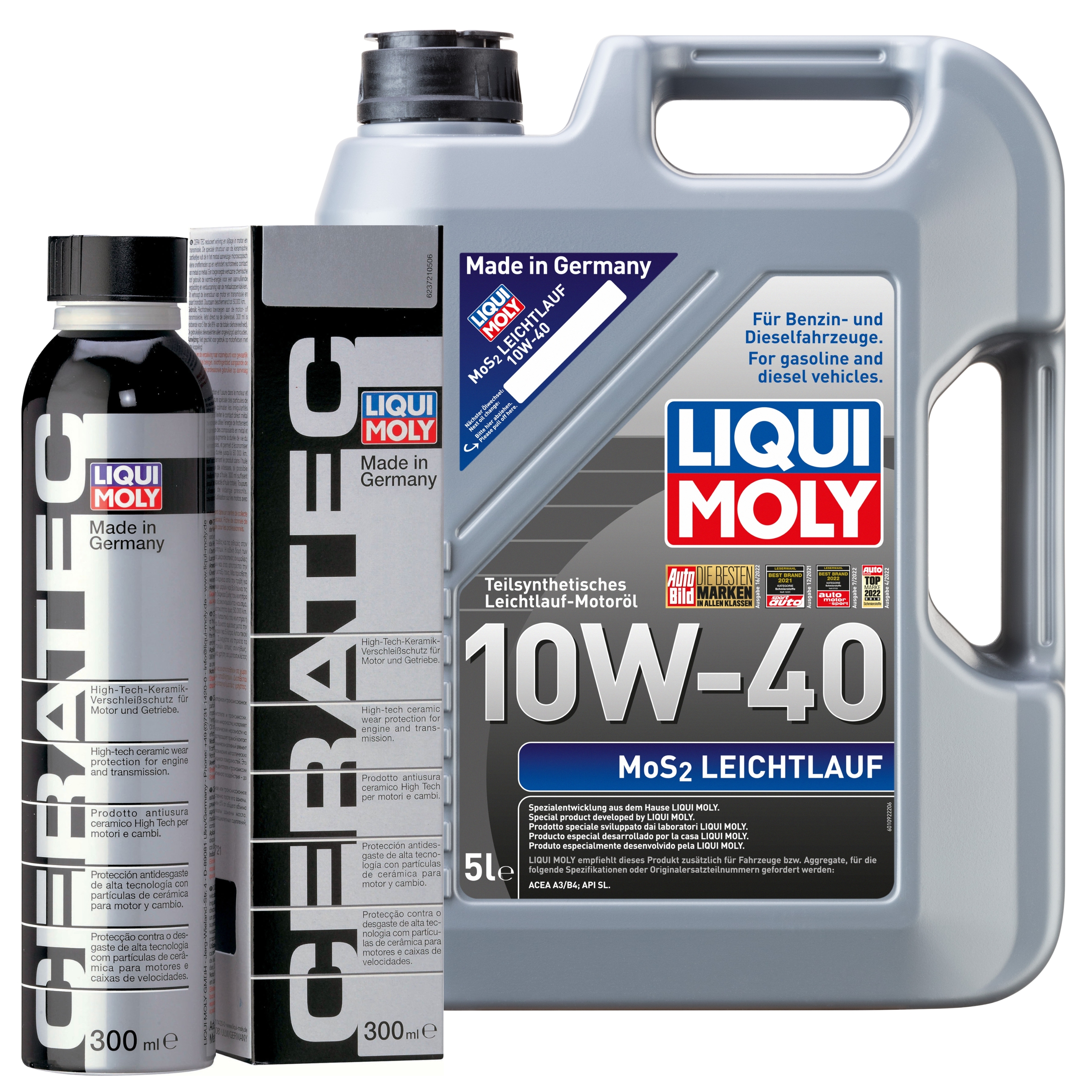 Liqui Moly 1x LM49184 MoS2 Leichtlauf 10W-40 5l + Cera Tec 300ml