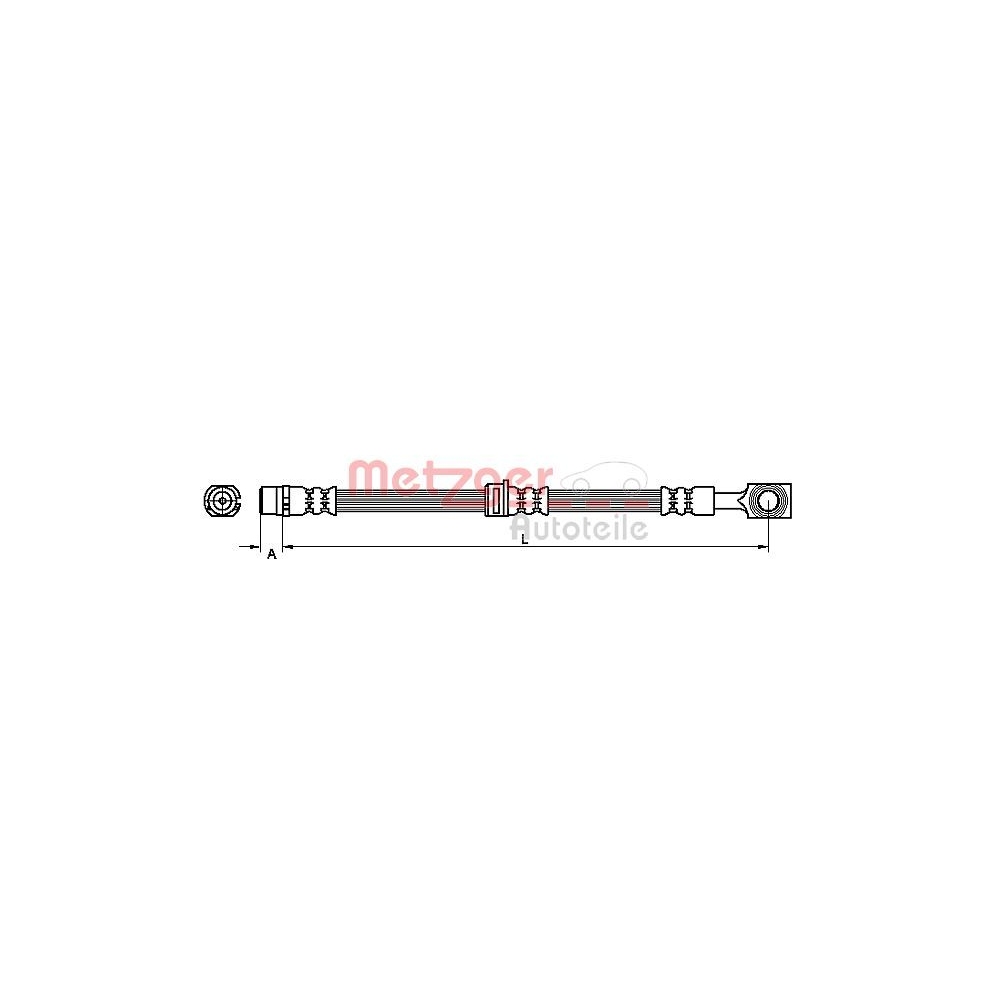 Bremsschlauch METZGER 4110314 für FIAT, Vorderachse links, Vorderachse rechts