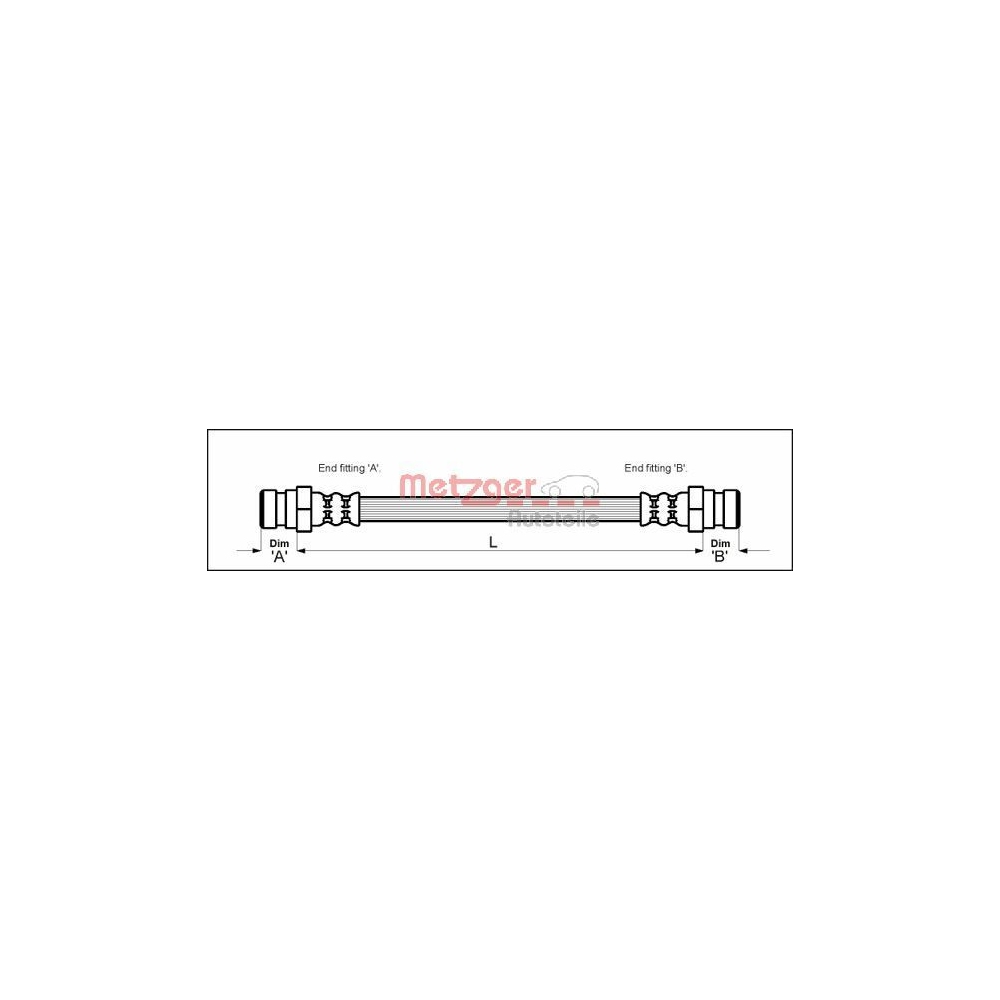 Bremsschlauch METZGER 4110319 für PEUGEOT, Hinterachse links, Hinterachse rechts