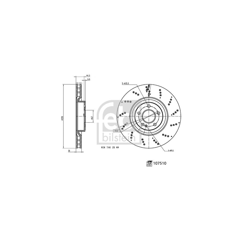 Bremsscheibe FEBI BILSTEIN 107510 für MERCEDES-BENZ, Vorderachse