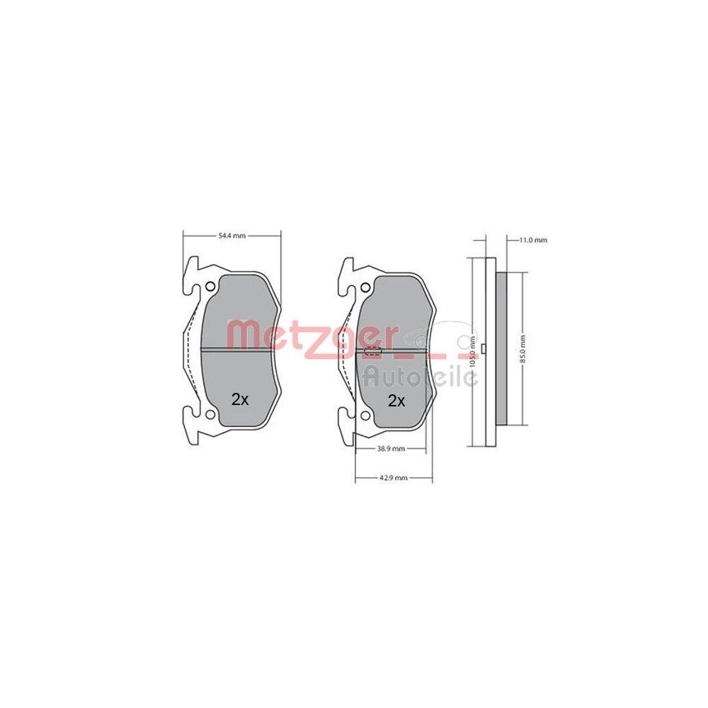 Bremsbelagsatz, Scheibenbremse METZGER 1170050 für CITROËN PEUGEOT RENAULT