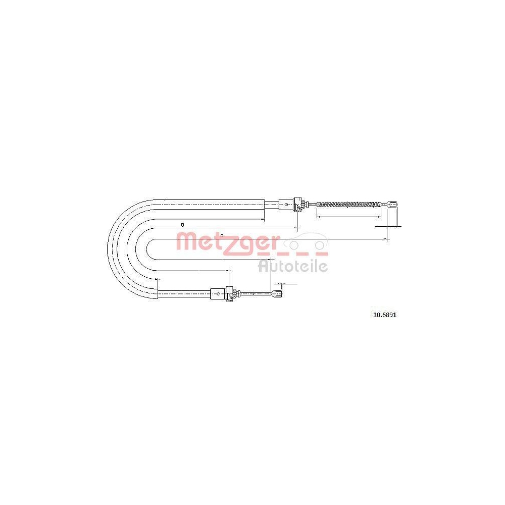 Seilzug, Feststellbremse METZGER 10.6891 für DACIA, hinten links, hinten rechts