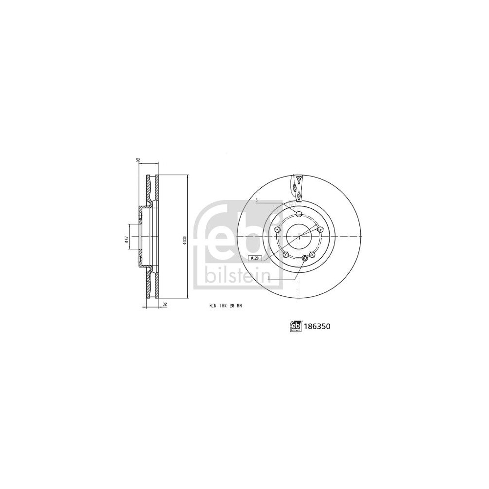 Bremsscheibe FEBI BILSTEIN 186350 für MERCEDES-BENZ, Vorderachse