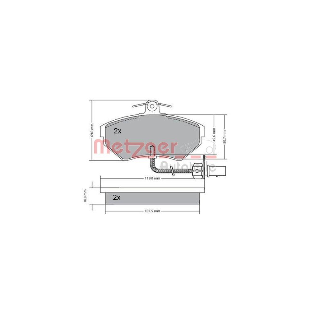 Bremsbelagsatz, Scheibenbremse METZGER 1170082 GREENPARTS für VW VAG