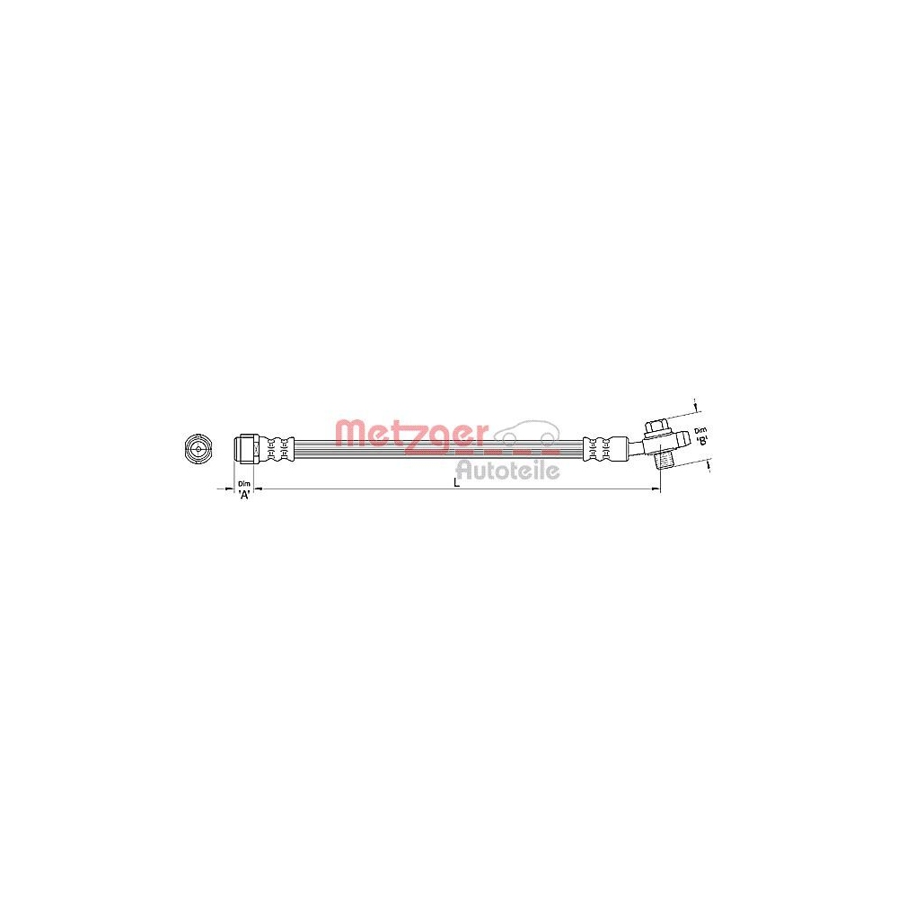 Bremsschlauch METZGER 4110381 für VAG, Hinterachse links, Hinterachse rechts