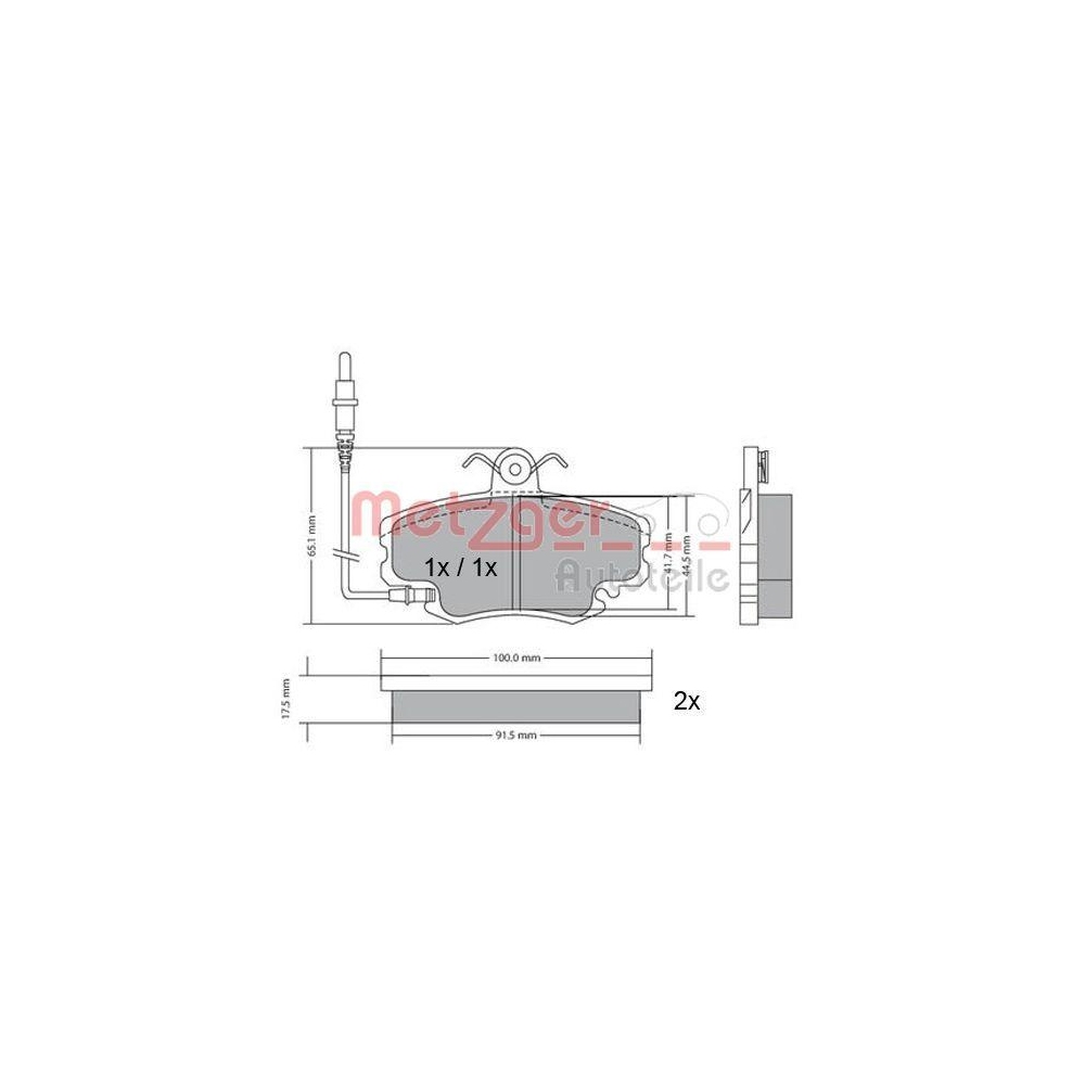 Bremsbelagsatz, Scheibenbremse METZGER 1170009 für PEUGEOT RENAULT, Vorderachse