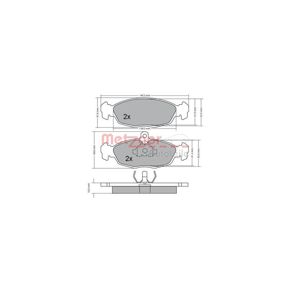 Bremsbelagsatz, Scheibenbremse METZGER 1170015 für OPEL DAEWOO, Hinterachse