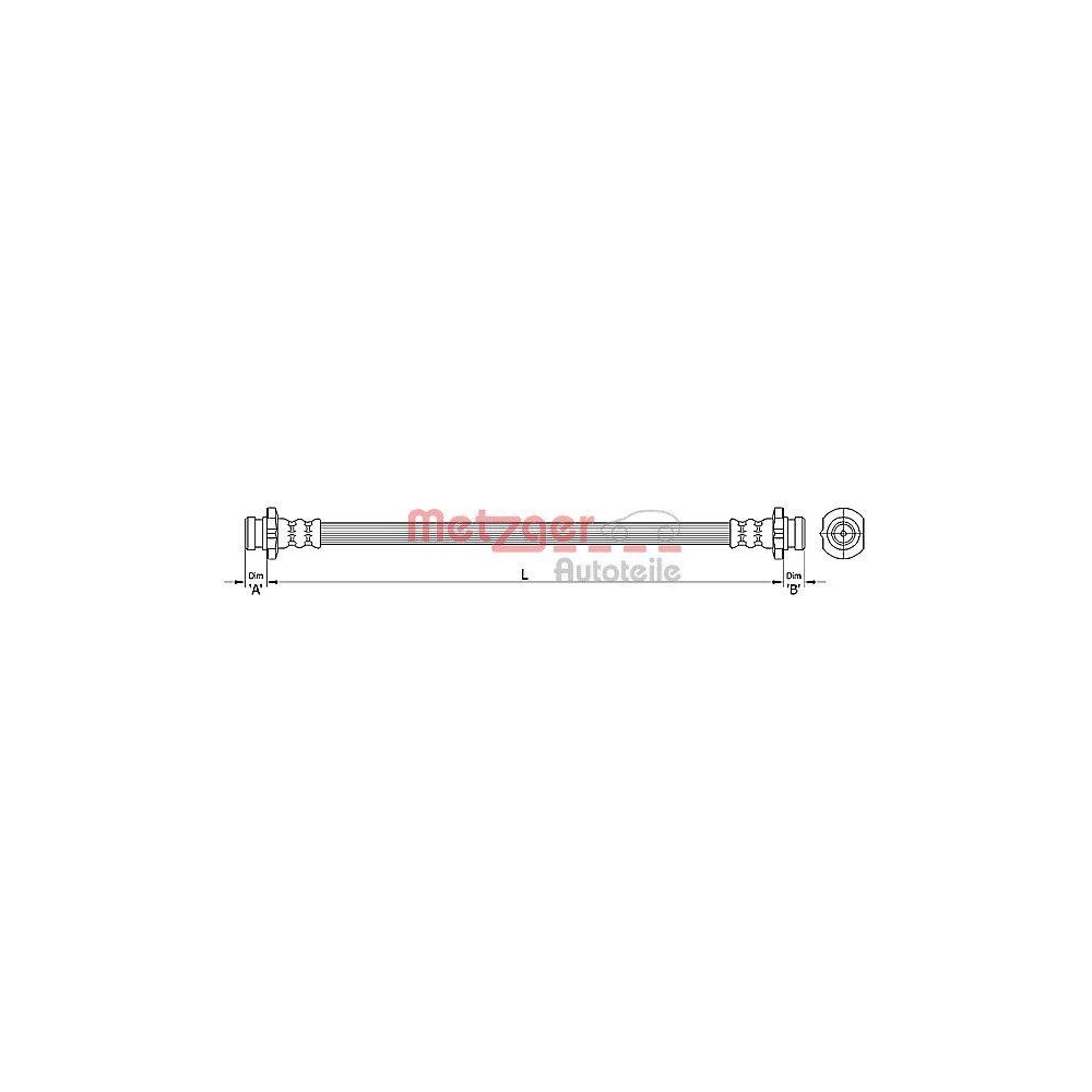 Bremsschlauch METZGER 4110393 für NISSAN, Hinterachse links, Hinterachse rechts