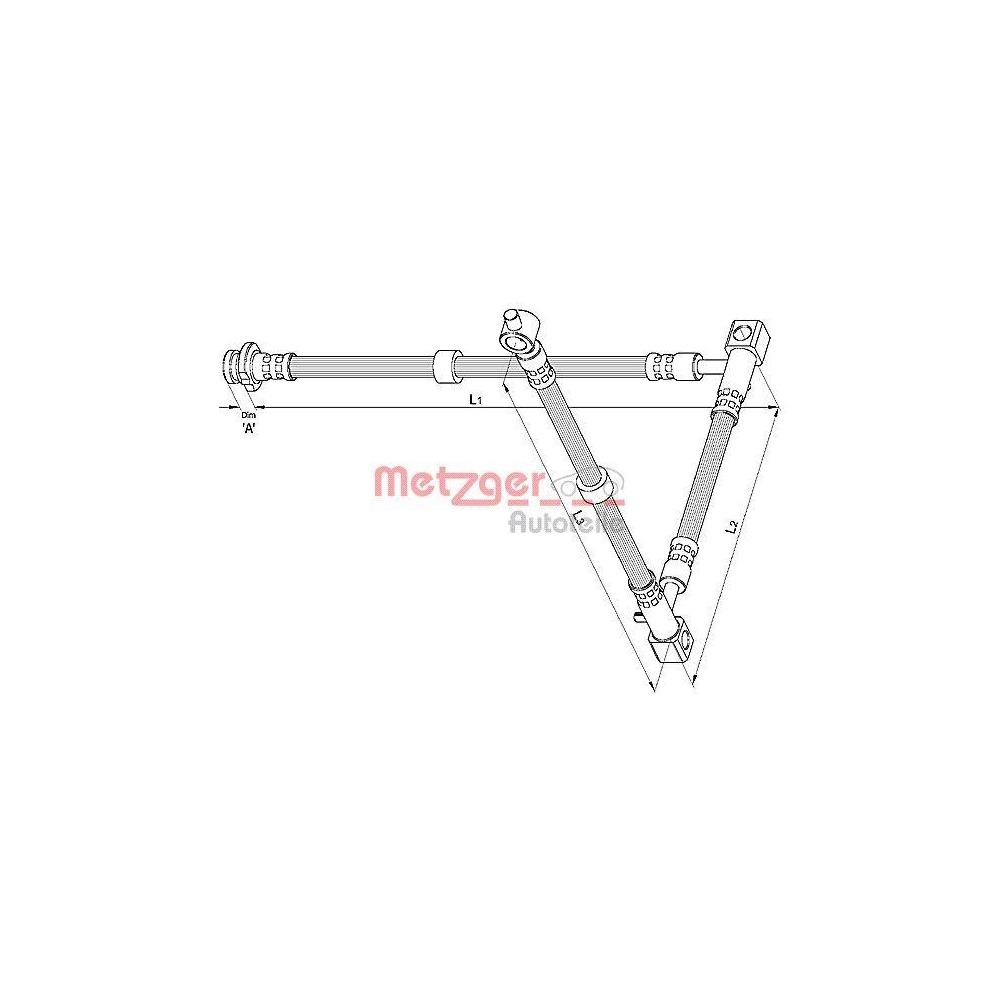 Bremsschlauch METZGER 4110394 für NISSAN, Vorderachse rechts