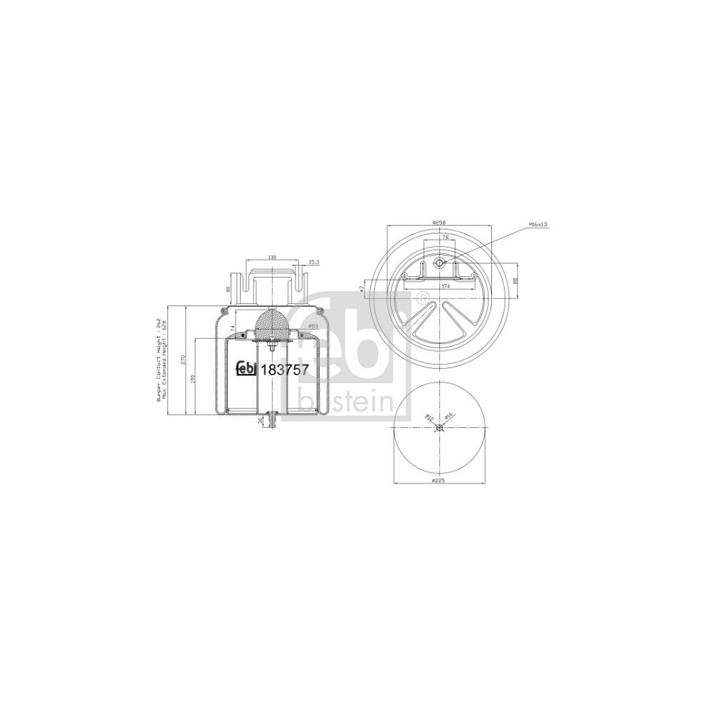 Federbalg, Luftfederung FEBI BILSTEIN 183757 für VOLVO, Vorderachse